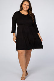 Black Ruffle Tiered Plus Dress