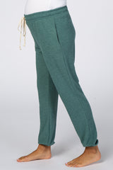 Green Soft Brushed Drawstring Maternity Lounge Pants