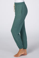 Green Soft Brushed Drawstring Lounge Pants