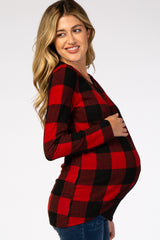 Red Checkered Layered Maternity/Nursing Top