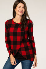 Red Checkered Layered Nursing Top