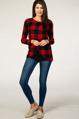 Red Checkered Layered Nursing Top