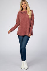 Mauve Chenille Cowl Neck Top