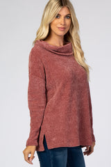 Mauve Chenille Cowl Neck Top