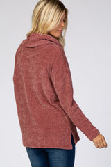 Mauve Chenille Cowl Neck Top