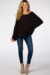 Black Chunky Knit Boat Neck Maternity Sweater