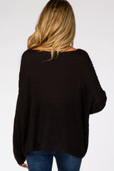 Black Chunky Knit Boat Neck Maternity Sweater