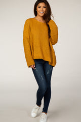 Yellow Chunky Knit Boat Neck Sweater