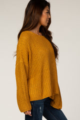 Yellow Chunky Knit Boat Neck Sweater