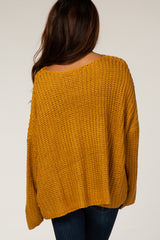 Yellow Chunky Knit Boat Neck Sweater