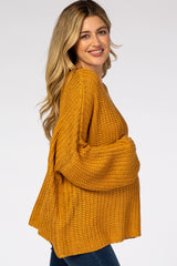 Yellow Chunky Knit Boat Neck Maternity Sweater