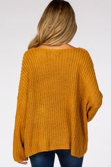 Yellow Chunky Knit Boat Neck Maternity Sweater