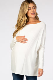 Cream Soft Knit Boatneck Dolman Sleeve Maternity Sweater