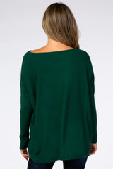 Forest Green Soft Knit Boatneck Dolman Sleeve Sweater