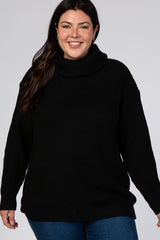 Black Chunky Knit Cowl Neck Plus Sweater