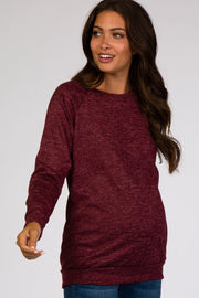 Burgundy Soft Knit Long Sleeve Maternity Top