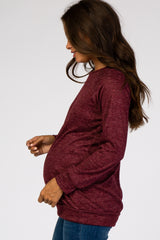 Burgundy Soft Knit Long Sleeve Maternity Top