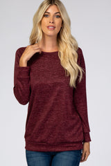 Burgundy Soft Knit Long Sleeve Maternity Top