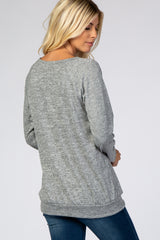 Grey Soft Knit Long Sleeve Top