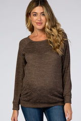 Mocha Soft Knit Long Sleeve Maternity Top