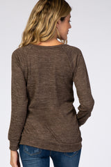 Mocha Soft Knit Long Sleeve Maternity Top