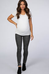 Charcoal Frayed Hem Skinny Maternity Jeans