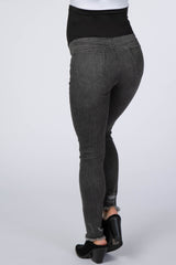 Charcoal Frayed Hem Skinny Maternity Jeans