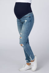 Blue Distressed Maternity Jeans