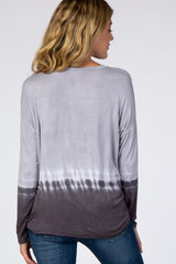 Grey Tie Dye Long Sleeve Maternity Top