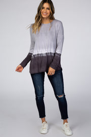 Grey Tie Dye Long Sleeve Top