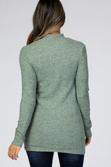 Mint Green Ribbed Long Sleeve Mock Neck Top