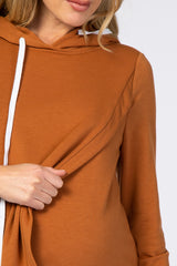 Rust Layered Front Maternity/Nursing Fleece Hoodie