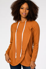 Rust Layered Front Maternity/Nursing Fleece Hoodie