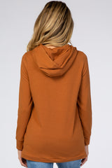 Rust Layered Front Maternity/Nursing Fleece Hoodie