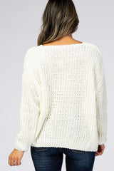 Ivory Soft Knit V-Neck Sweater