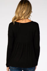 Black Babydoll Long Sleeve Maternity Top