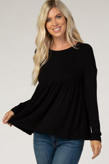 Black Babydoll Long Sleeve Maternity Top