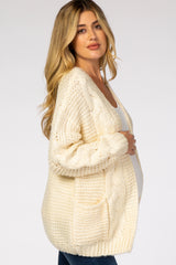 Ivory Cable Knit Maternity Cardigan