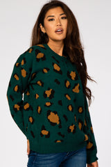 Forest Green Animal Print Maternity Sweater