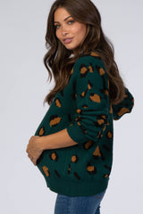 Forest Green Animal Print Maternity Sweater