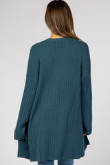 Teal Ribbed Maternity Cardigan