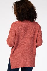 Mauve Popcorn Knit Bubble Sleeve Sweater