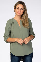 Light Olive V-Neck Blouse