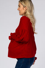 Red Bubble Ruffle Long Sleeve Maternity Top