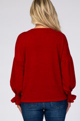 Red Bubble Ruffle Long Sleeve Maternity Top