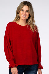 Red Bubble Ruffle Long Sleeve Top