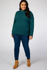 Teal Wide Neck Lightweight Maternity Plus Sweater