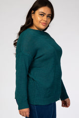 Teal Wide Neck Lightweight Plus Sweater