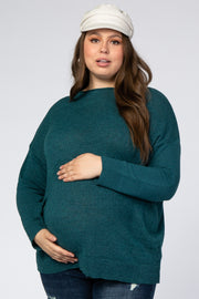 Teal Wide Neck Lightweight Maternity Plus Sweater