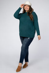 Teal Wide Neck Lightweight Maternity Plus Sweater